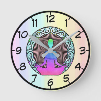 MEDITATION YOGA CIRCLE AURA RADIATIONS LOGO ROUND CLOCK