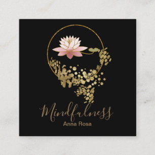 *~* Meditation Yoga Gold Glitter Lotus Mindfulness Square Business Card