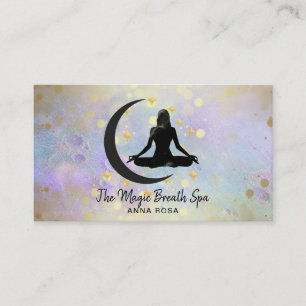 *~* Meditation Yoga Gold Woman + Moon Mindfulness Business Card