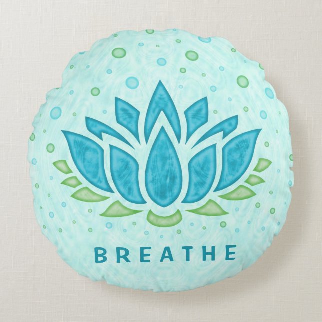 Meditation Yoga Lotus Flower Zen | Text Template Round Cushion (Front)