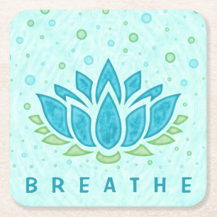 Meditation Yoga Lotus Flower Zen Text Template Square Paper Coaster
