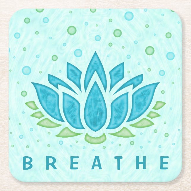 Meditation Yoga Lotus Flower Zen | Text Template Square Paper Coaster (Front)