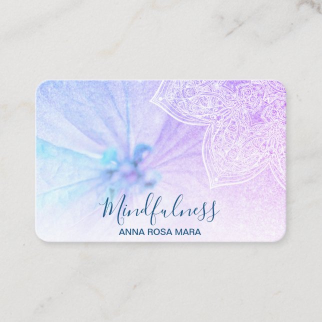 *~* Meditation Yoga Mandala Reiki Floral Glitter Business Card (Front)