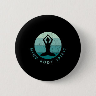 Meditation Yoga - Mind Body Soul - Cool Blue 6 Cm Round Badge