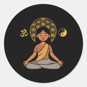 Meditation Yoga Om Symbol Sacred Geometry Yin Yang Classic Round Sticker