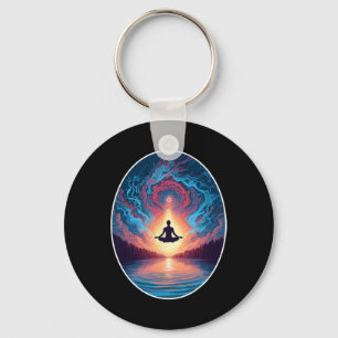Meditation Yoga Pose Wellness Zen Calm Peace Menta Key Ring