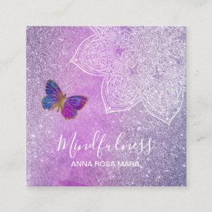 *~* Meditation Yoga Reik Mandala Butterfly Square Business Card