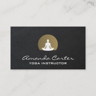 Meditation Yoga Sitting   Leather Background Business Card