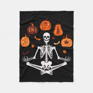 Meditation Yoga Skeleton Halloween Thanksgiving Fa Fleece Blanket