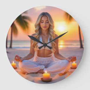 MEDITATION - YOGA - WELLNESS - CARPE DIEM LARGE CLOCK