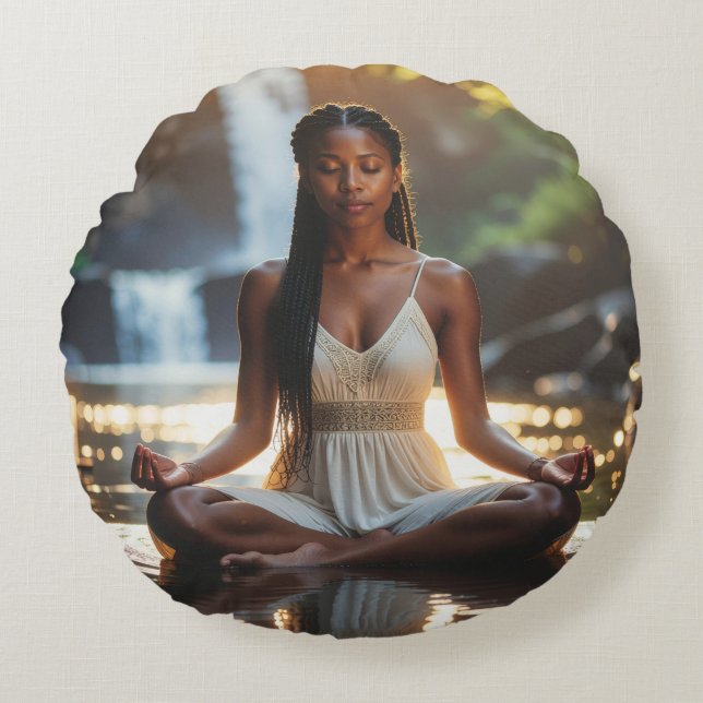MEDITATION - YOGA - WELLNESS - CARPE DIEM ROUND CUSHION (Front)