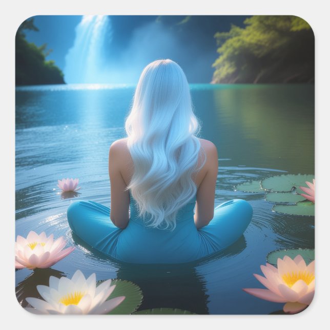 MEDITATION -YOGA - WELLNESS - CARPE DIEM SQUARE STICKER (Front)