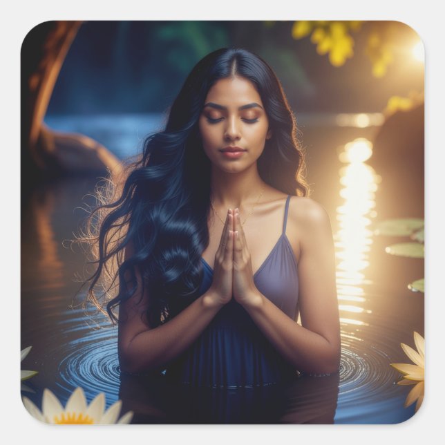 MEDITATION - YOGA - WELLNESS - CARPE DIEM SQUARE STICKER (Front)