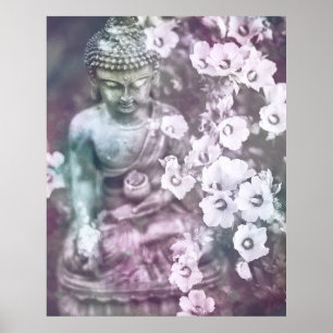 *~* Meditation Zen Buddha Meditate Floral Lavender Poster