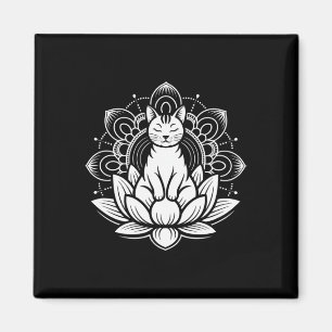 Meditative Cat Lotus Flower Yoga Spirituality Tee  Magnet