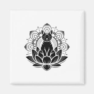 Meditative Cat Lotus Flower Yoga Spirituality Tee Magnet