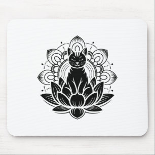 Meditative Cat Lotus Flower Yoga Spirituality Tee Mouse Mat