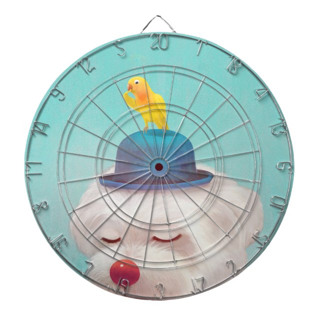 Meditative Clown Dog Portrait Dartboard (Front)