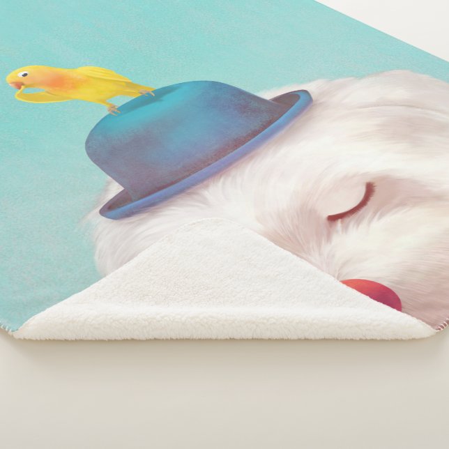 Meditative Clown Dog Portrait Sherpa Blanket (3/4)