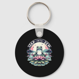 Meditative Frog Lotus Pose Yoga Zen Peaceful Mind Key Ring