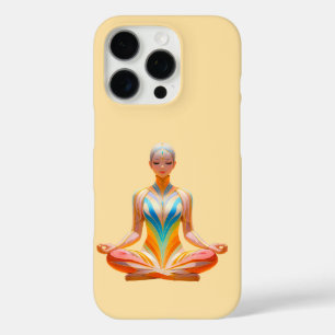 Meditative Woman against Pastel Yellow background iPhone 16 Pro Case