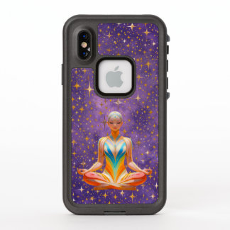 Meditative woman & starry purple sky iPhone Cases