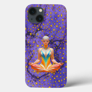 Meditative Woman & Unique Star Pattern design iPhone 13 Case