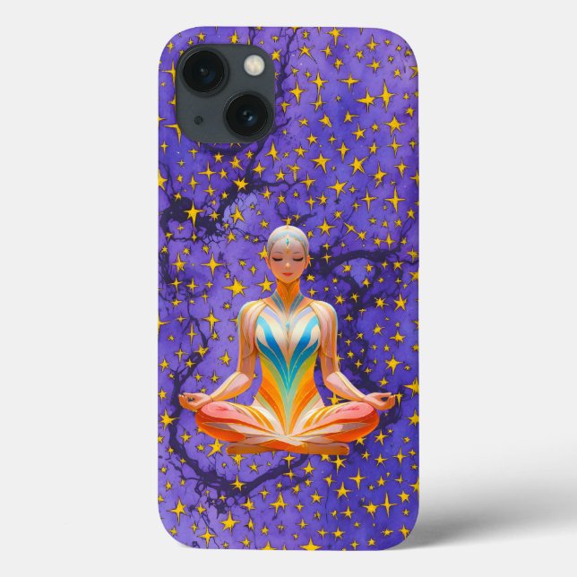 Meditative Woman & Unique Star Pattern design Case-Mate iPhone Case (Back)