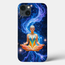 Meditative Woman with Flowing Energy
