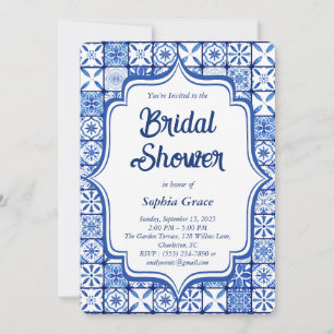 Mediteranean Blue Tile Bridal Shower Invitation