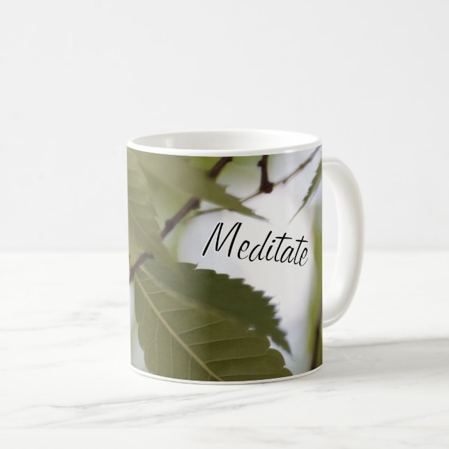 Mediterate on nature green garden beautiful leaf coffee mug (Front Right)