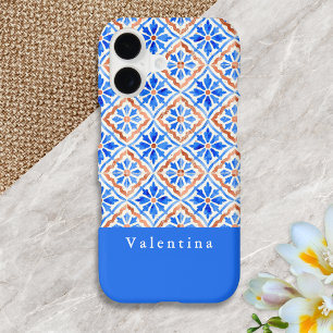 Mediterranean Abstract Tile Pattern Blue Custom