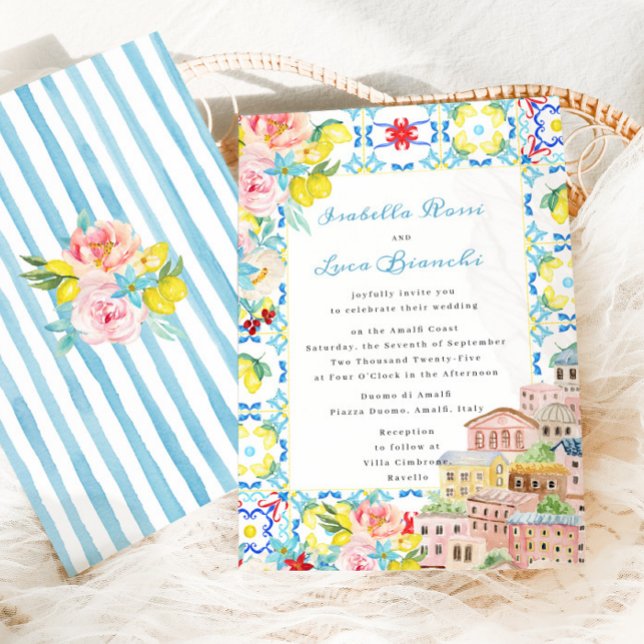 Mediterranean Amalfi Italian tiles Wedding Invitation (Creator Uploaded)