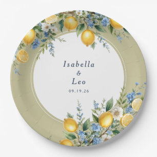 Mediterranean Amalfi Lemon Personalised Wedding Paper Plate
