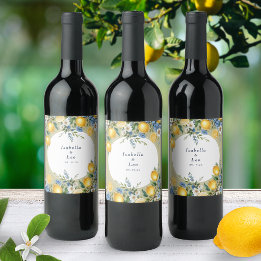 Mediterranean Amalfi Lemon Personalised Wedding Wine Label