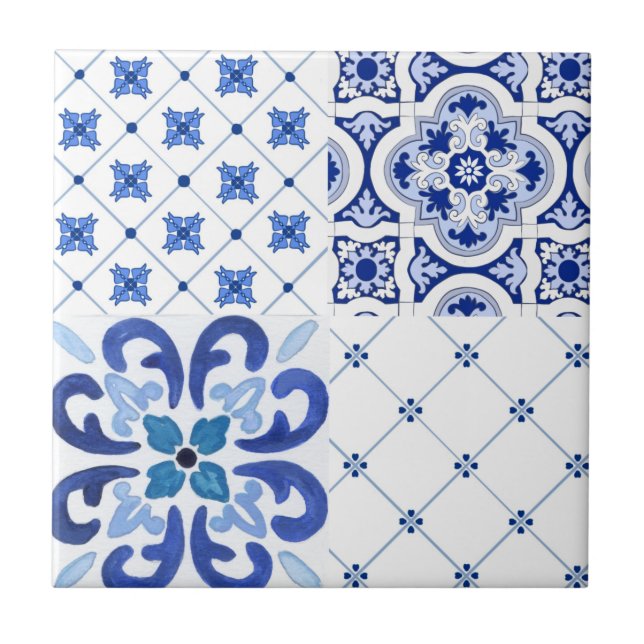 Mediterranean,Amalfi style,simple squares       Tile (Front)