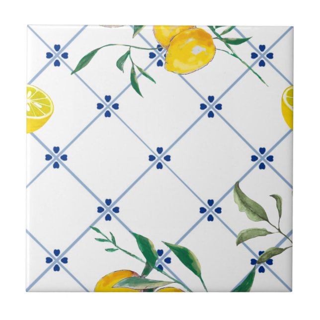 Mediterranean,Amalfi style,simple squares       Tile (Front)