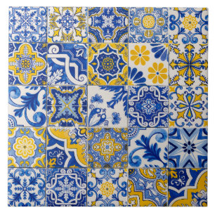 Mediterranean Azulejo Portuguese Majolica Mosaic Tile