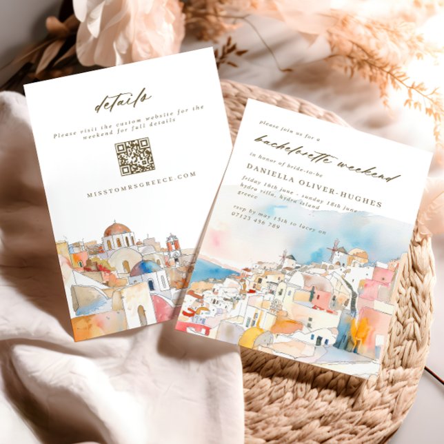 Mediterranean Bachelorette Weekend QR Code Invitation (Creator Uploaded)