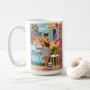 Mediterranean Balcony Illustration Coffee Mug