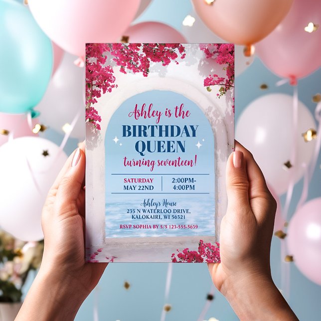 Mediterranean Birthday Invitation, Greece Invite (Mediterranean Birthday Party)