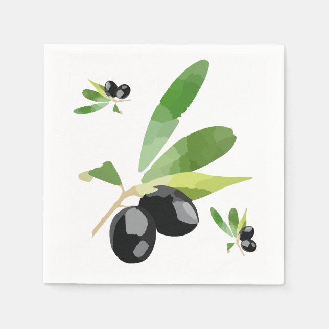 Mediterranean Black Olives Paper Napkins (Front)