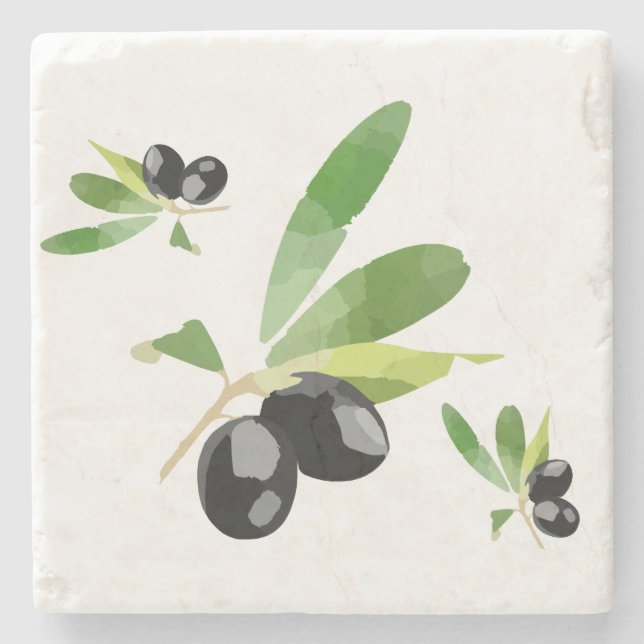 Mediterranean Black Olives Stone Coaster (Front)