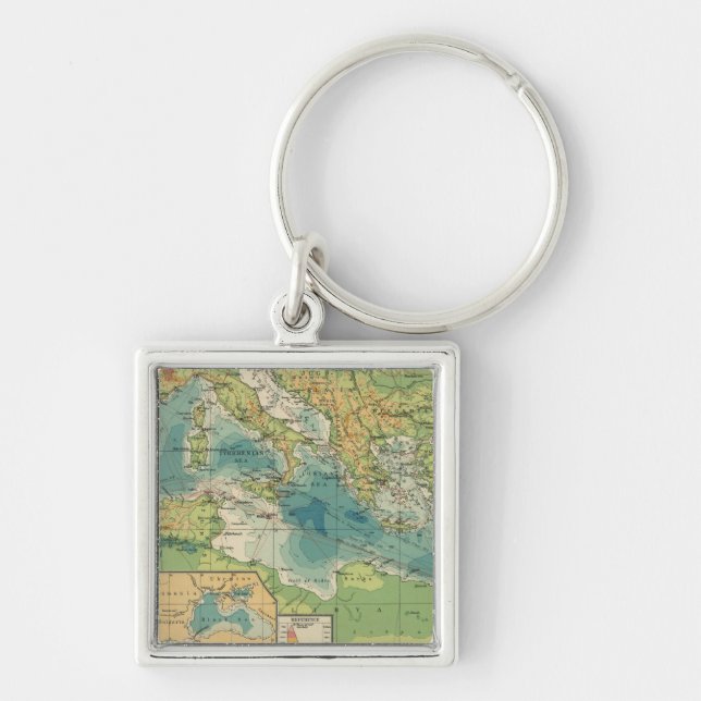 Mediterranean, Black Sea cables, wireless stations Key Ring (Front)