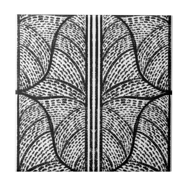 Mediterranean Black & White Mosaic Pattern  Tile (Front)