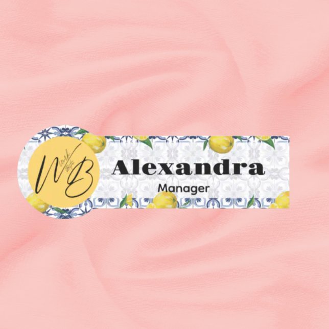 Mediterranean Bliss Modern Restaurant Employee Name Tag (Creator Uploaded)