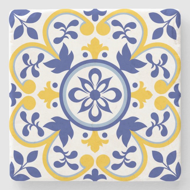 Mediterranean Bloom Stone Coaster (Front)