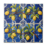 Mediterranean blue and lemons traditional tile<br><div class="desc">A stunning Mediterranean-style tile featuring classic blue patterns with vibrant lemon branches. Perfect for adding a touch of timeless charm and cheerful colour to kitchens,  backsplashes,  or decorative wall displays. Inspired by traditional Spanish and Portuguese designs,  it brings warmth and elegance to any home.</div>