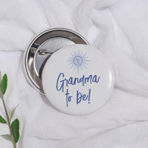 Mediterranean Blue Baby Shower Grandma To Be 6 Cm Round Badge