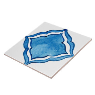 Mediterranean Blue Diamond Watercolor Paint Tile
